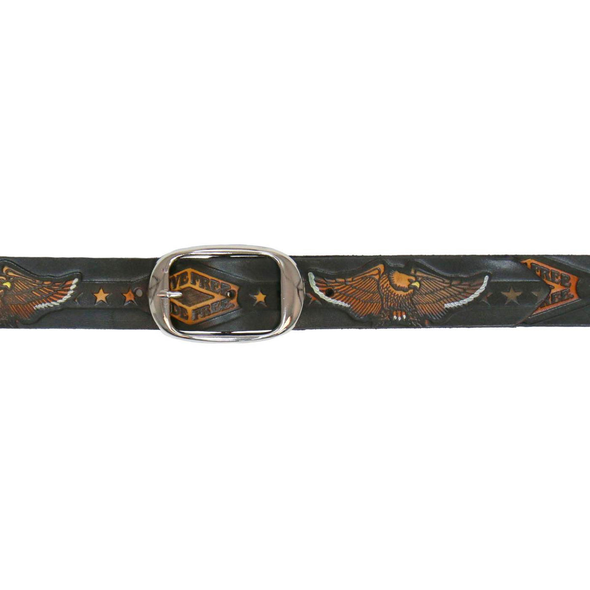 Milwaukee Leather Men's Black Live Free Eagle Genuine Leather Belt w/ Interchangeable Buckle - MP7126
