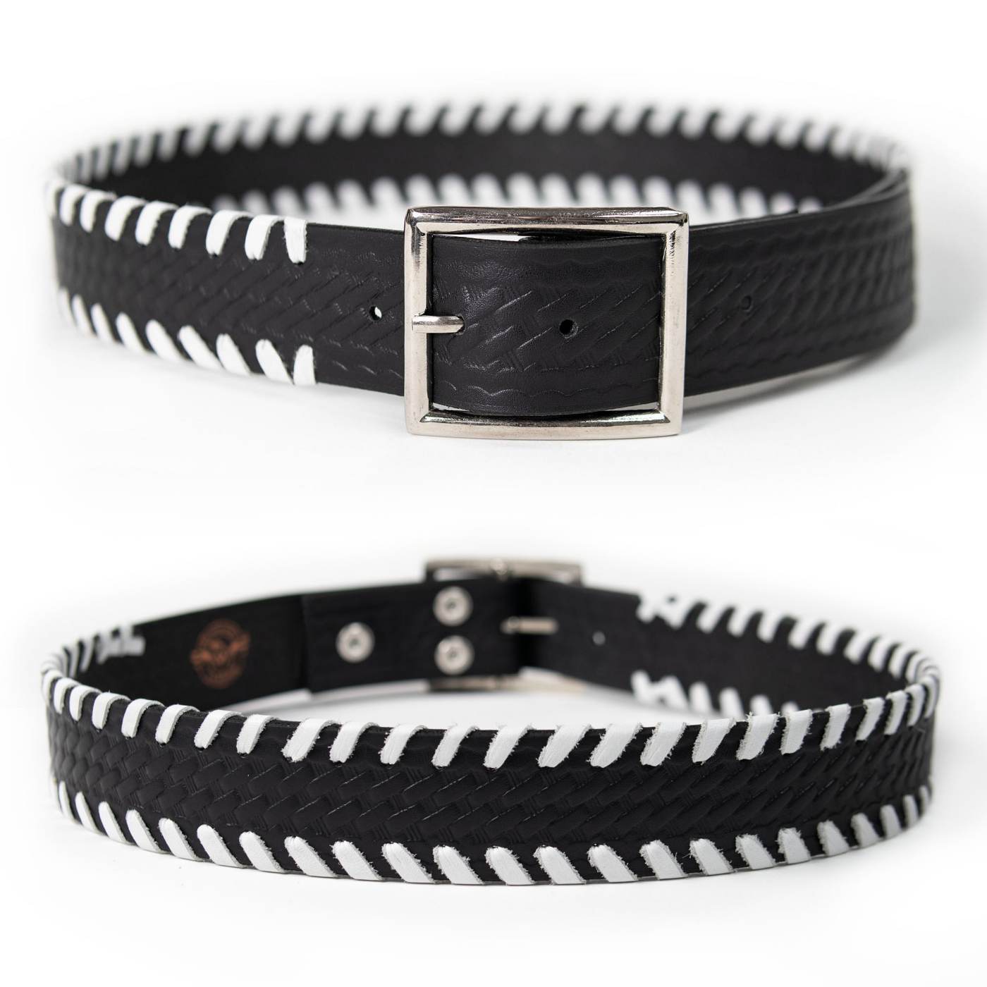 Milwaukee Leather Men's Black White Stitch Leather Belt, MP7129