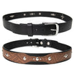 Milwaukee Leather Men's Black Two-Tone Stud Accent Genuine Leather Belt w/ Interchangeable Buckle - MP7130