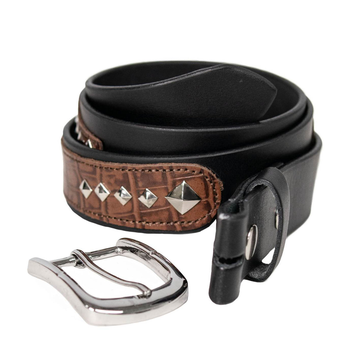 Milwaukee Leather Men's Diamond Accent Genuine Leather Belt, MP7132