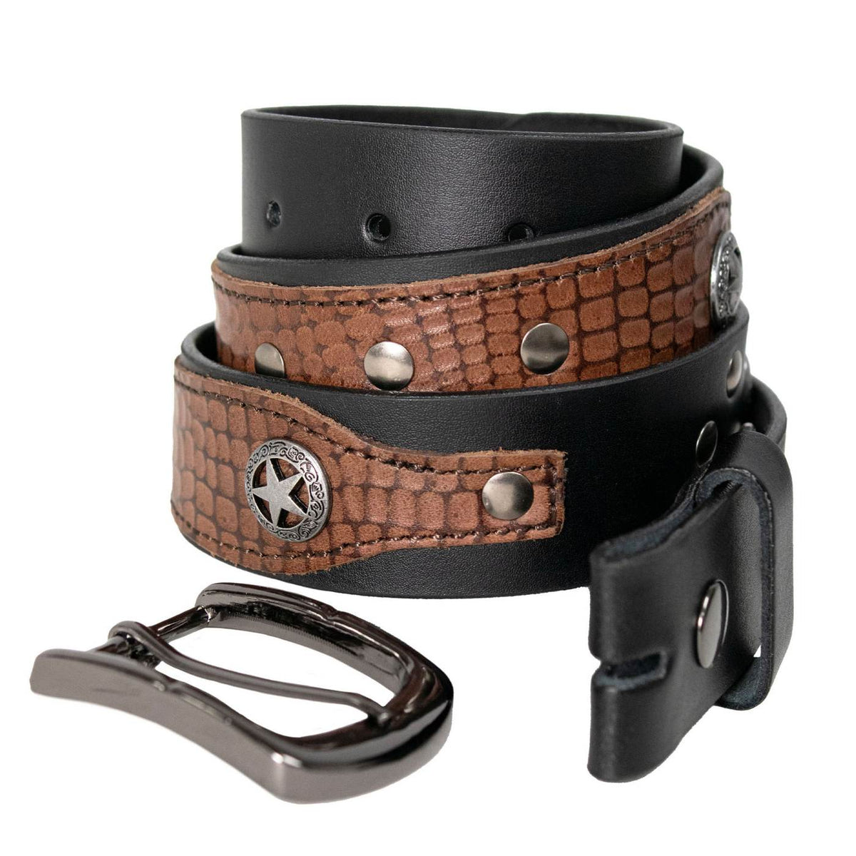 Milwaukee Leather Men's Star Emblem Genuine Leather Belt, MP7134