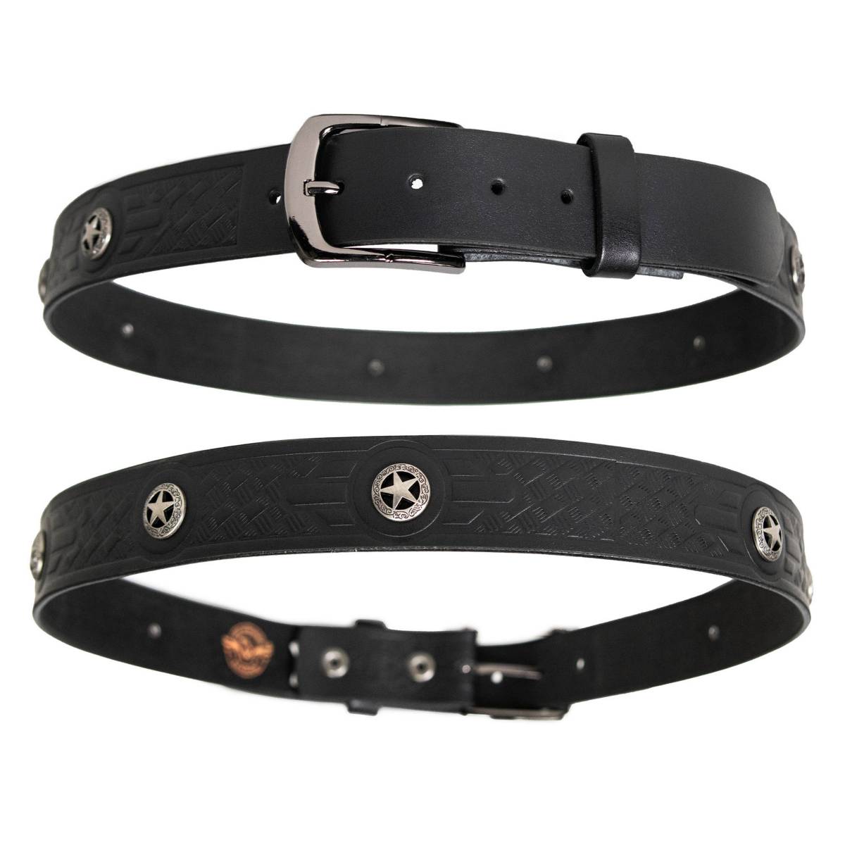 Milwaukee Leather Men's Black Frontier Star Leather Belt, MP7135