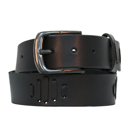 Milwaukee Leather Men's Slot Accent Black Genuine Leather Belt, MP7136