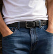 Milwaukee Leather Men's Slot Accent Black Genuine Leather Belt, MP7136