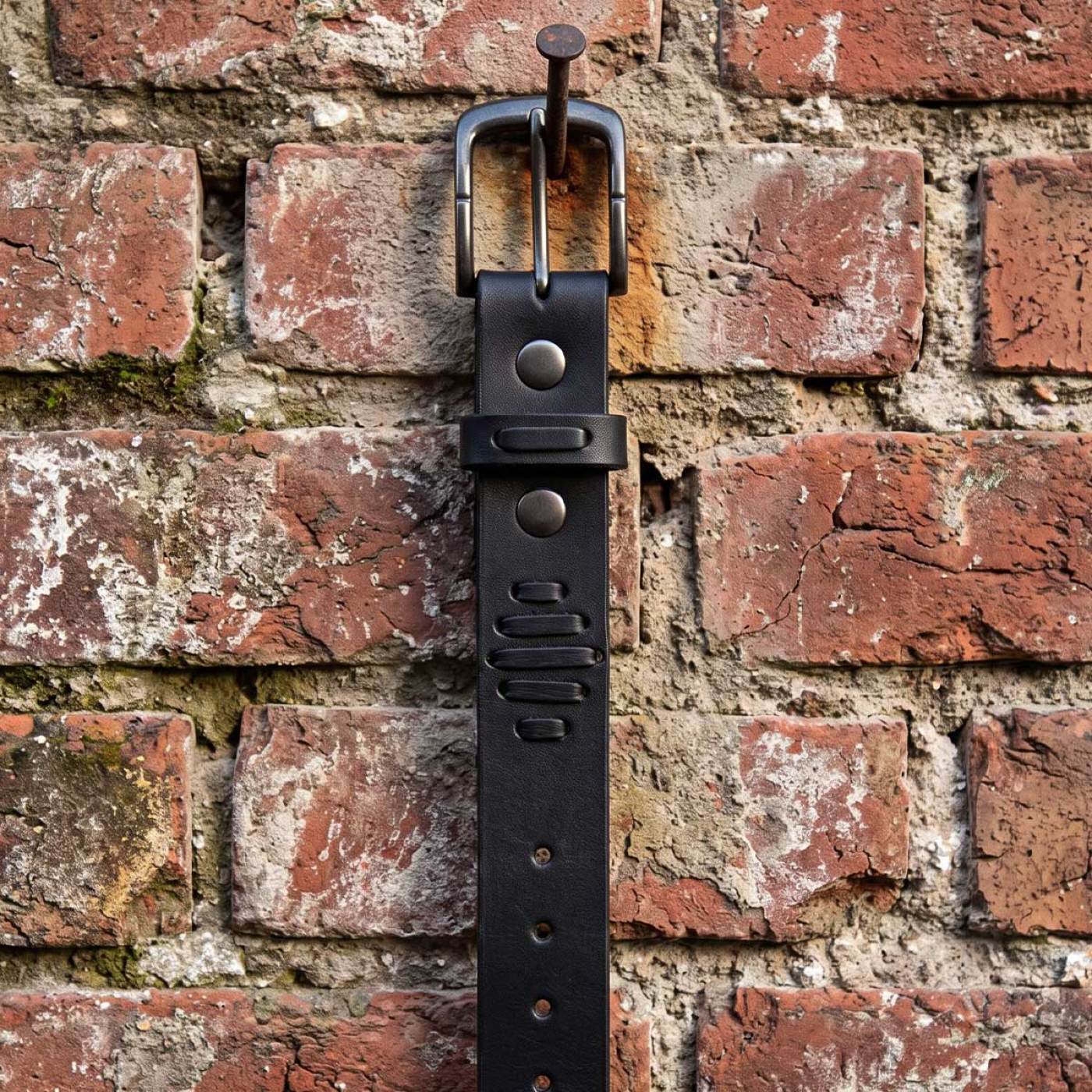 Milwaukee Leather Men's Slot Accent Black Genuine Leather Belt, MP7136