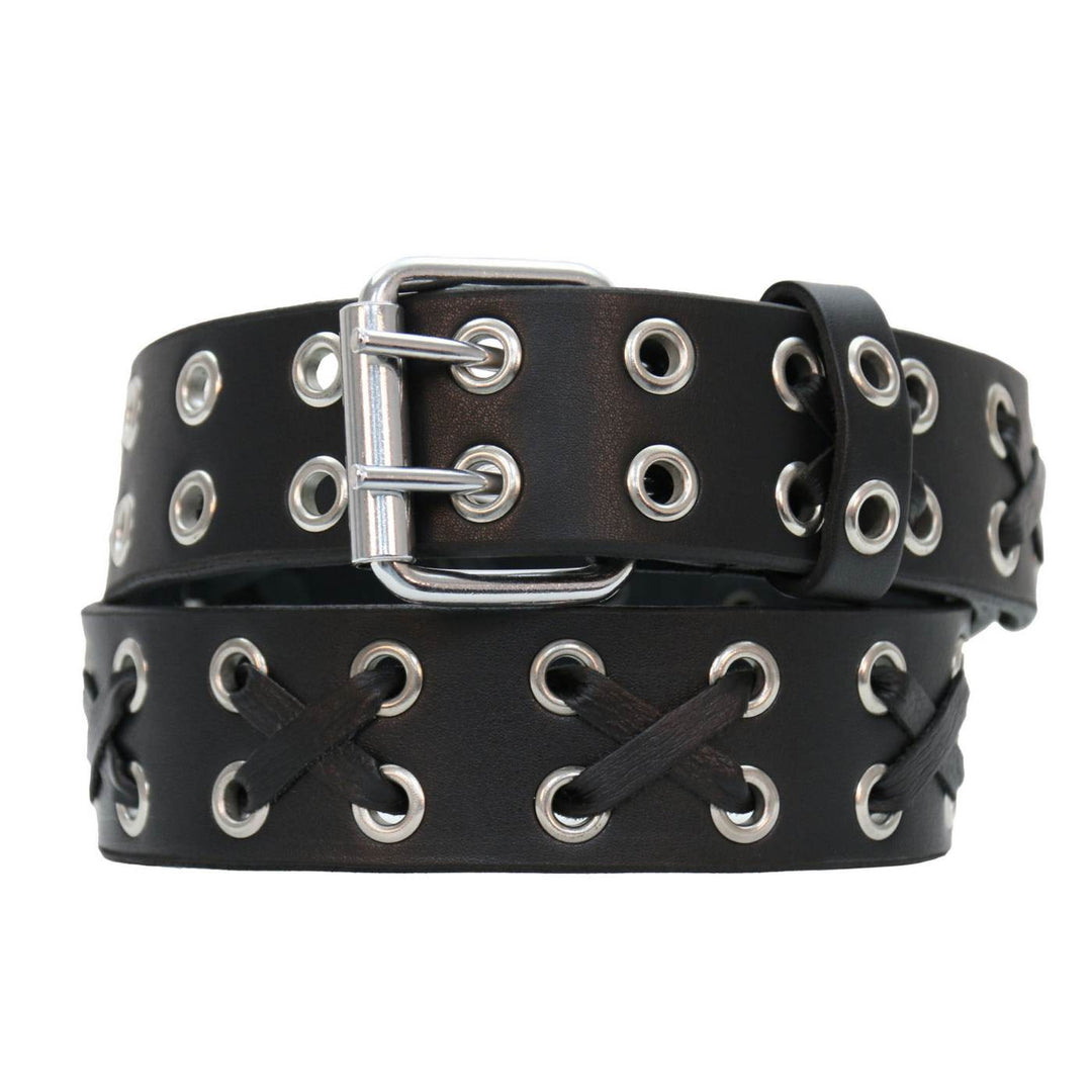 Milwaukee Leather Men's Double Prong Grommet Genuine Leather Belt, MP7137