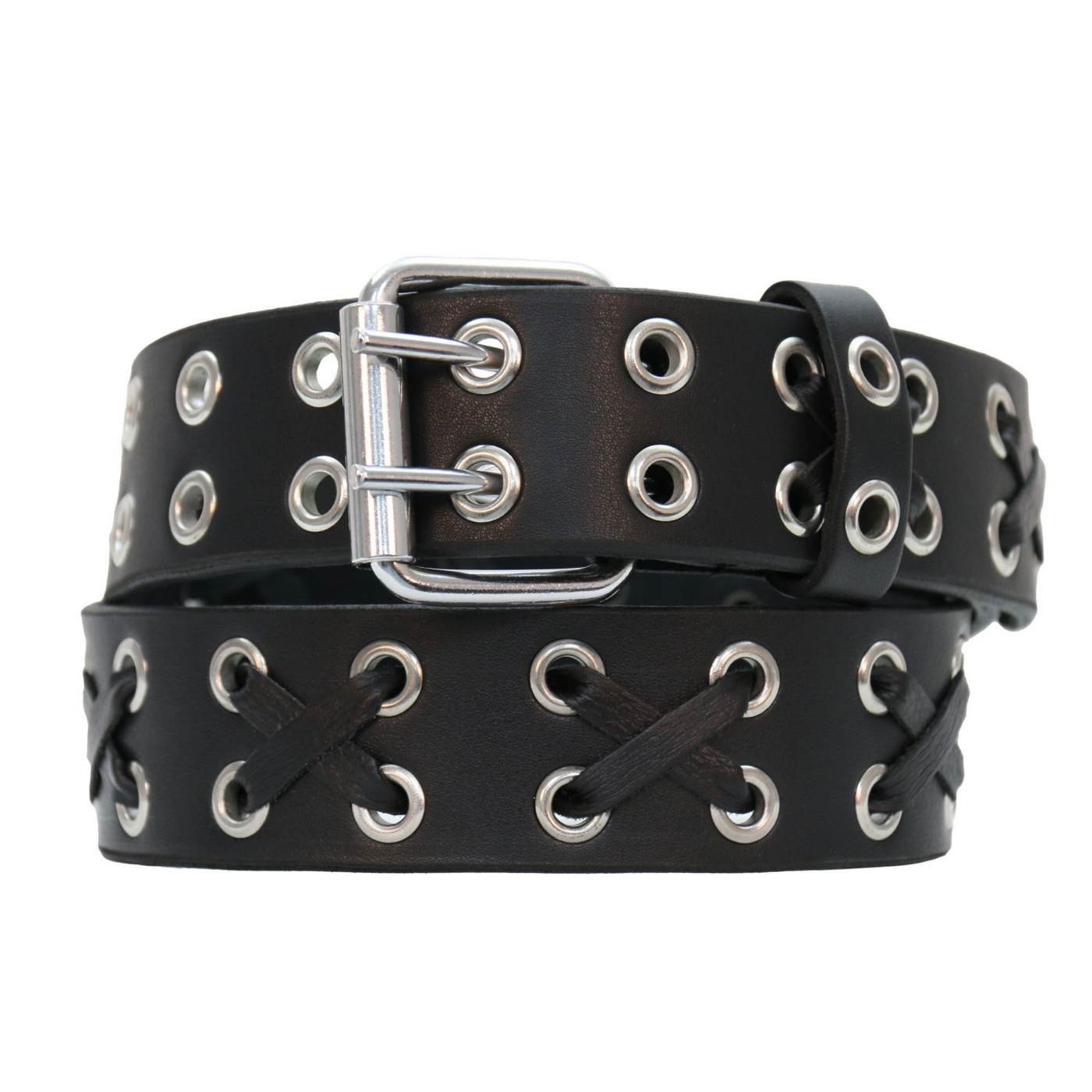 Milwaukee Leather Men's Double Prong Grommet Genuine Leather Belt, MP7137