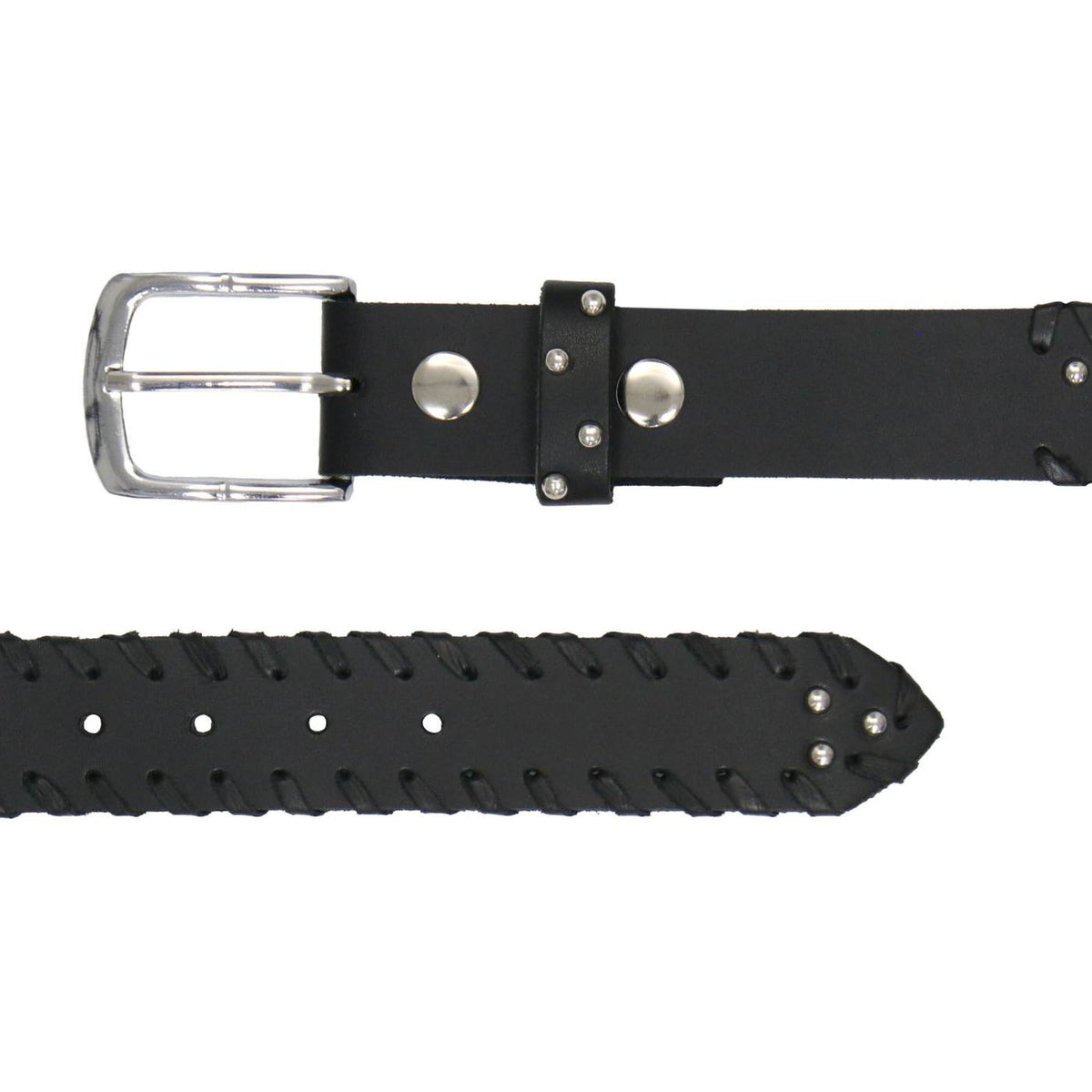 Milwaukee Leather Men's Black Studded Leather Belt, MP7138