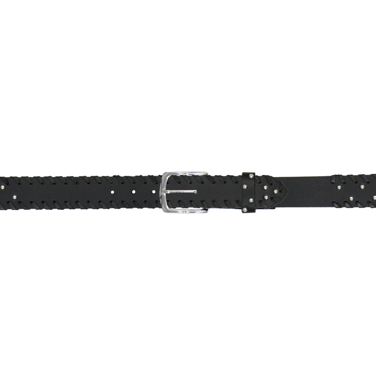 Milwaukee Leather Men's Black Studded Leather Belt, MP7138