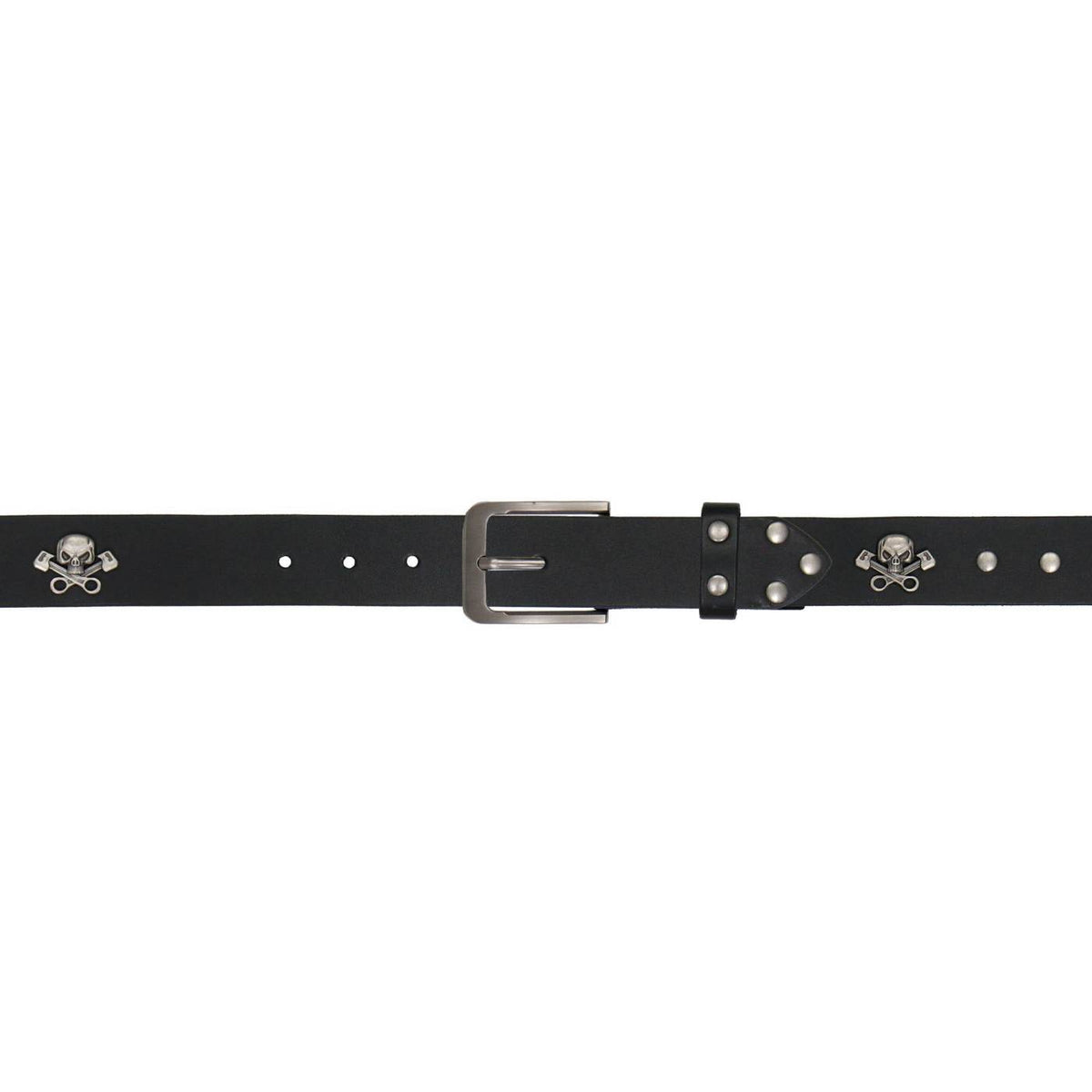 Milwaukee Leather Men's Skull & Pistons Genuine Leather Belt, MP7141