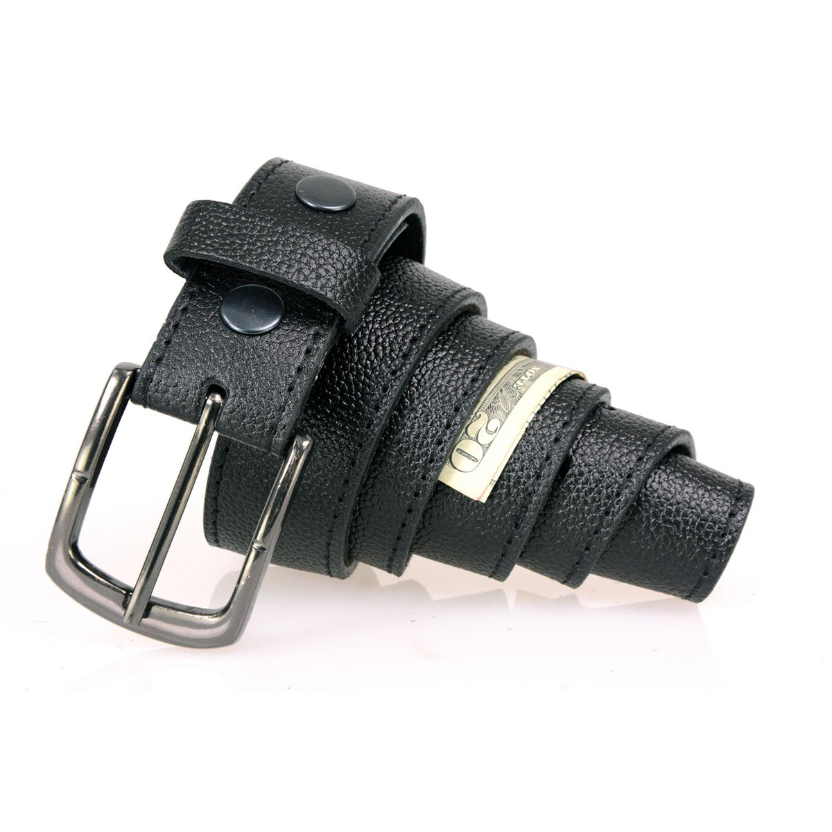 Milwaukee Leather Men's Black Money Leather Belt, MP7150