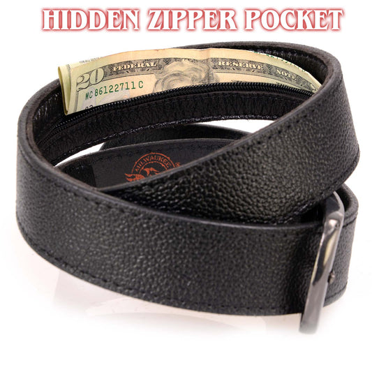 Milwaukee Leather Men's Black Money Leather Belt, MP7150