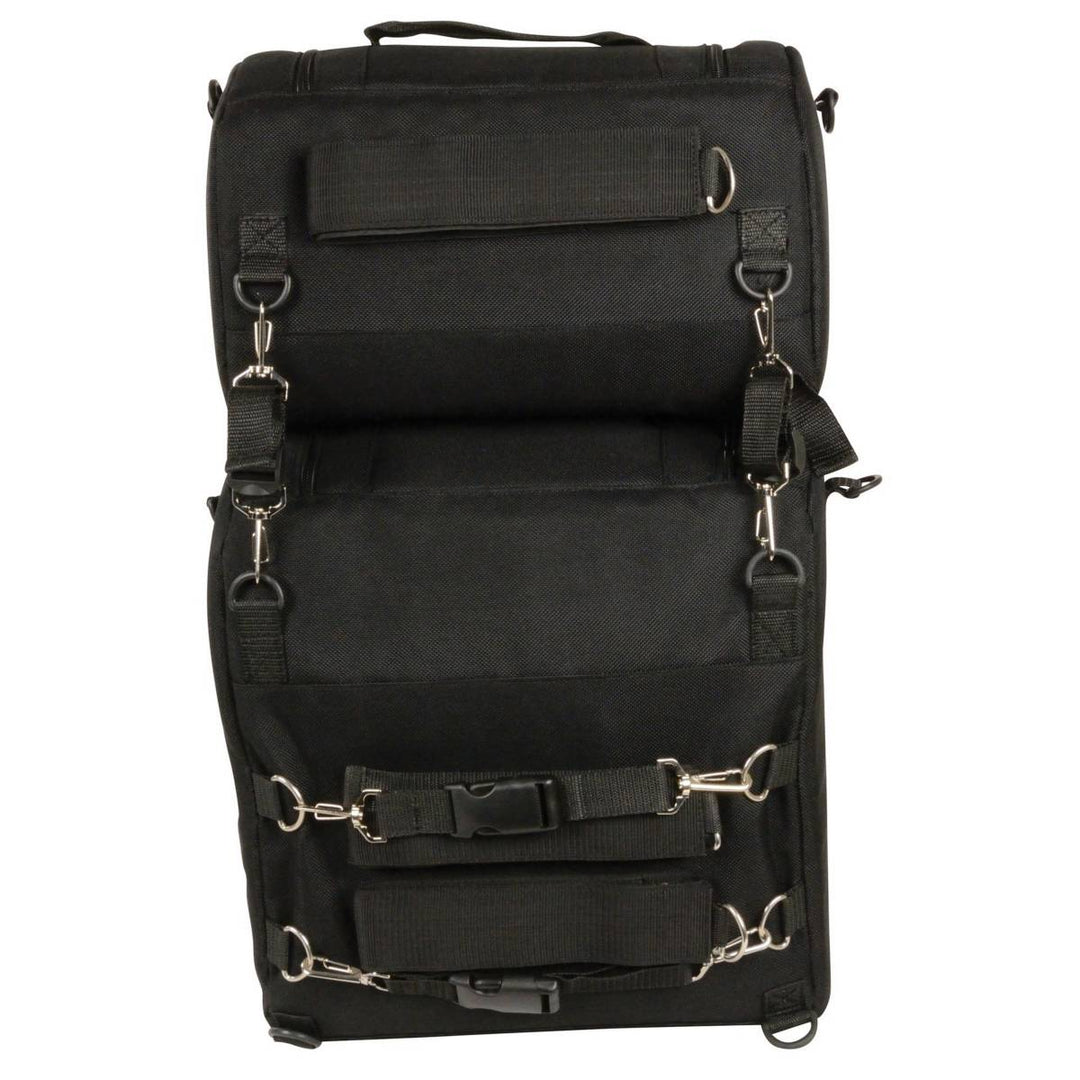 Milwaukee Leather MP8120 Large Black Textile Motorcycle 2-Piece Combo Sissy Bar Bag Set