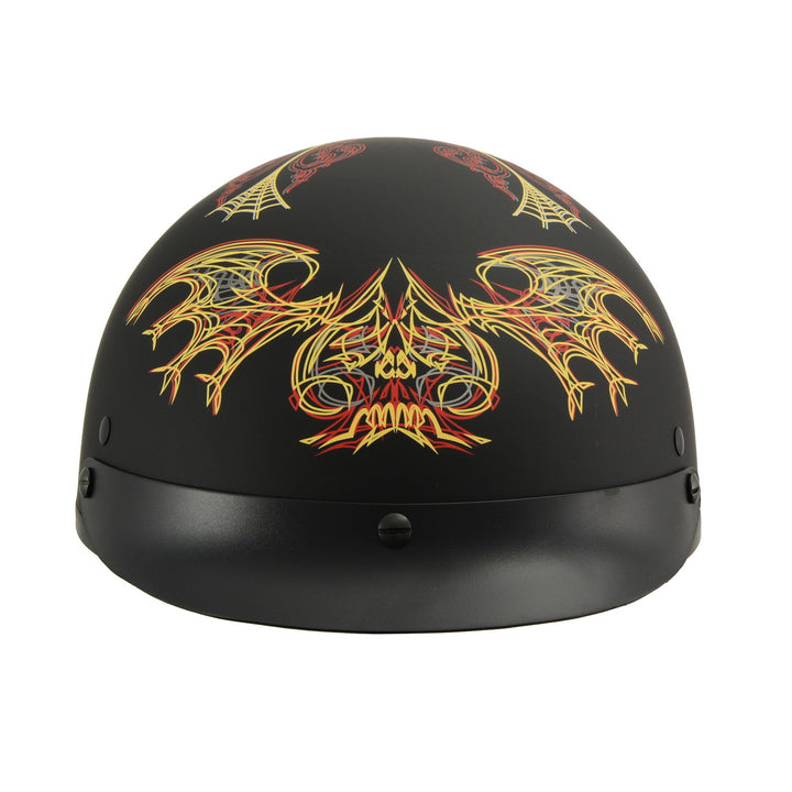 Milwaukee Helmets MPH9724DOT Skull Graphic Matte Black Half Helmet DOT w/ Drop Down Sun Visor