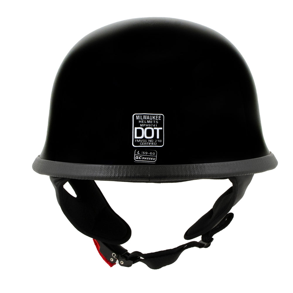 Milwaukee Helmets MPH9741DOT Motorrad DOT German Style Gloss Black Half Face Motorcycle Bikers Helmet