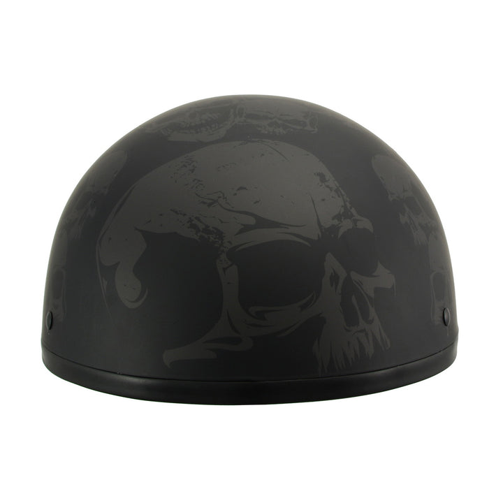 Milwaukee Helmets MPH9771DOT Skull Graphics Americas Smallest Matte Black Half Helmet