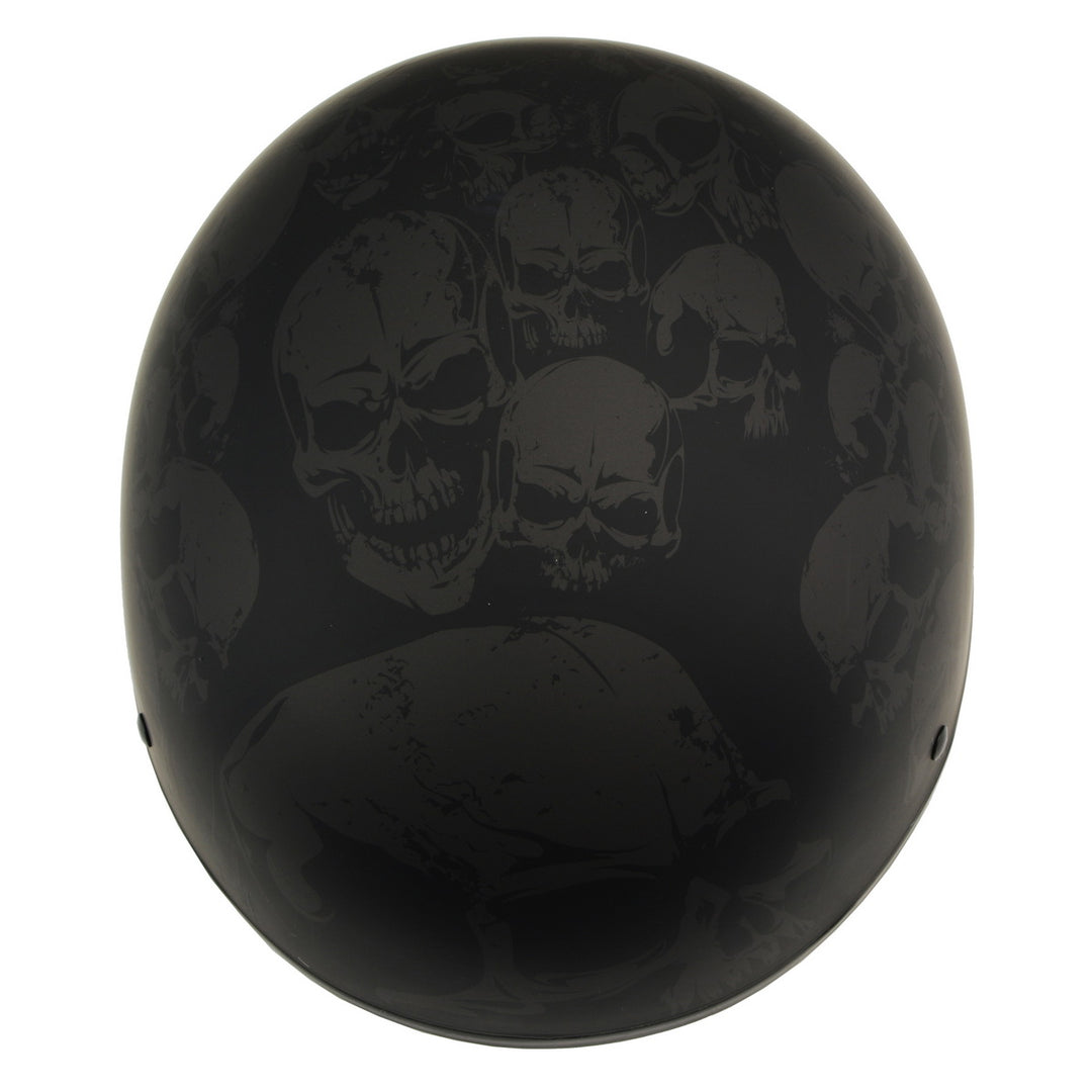 Milwaukee Helmets MPH9771DOT Skull Graphics Americas Smallest Matte Black Half Helmet