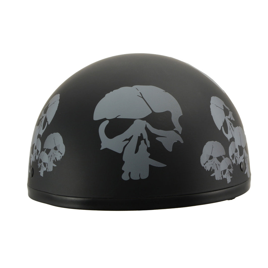 Milwaukee Helmets MPH9876N Novelty Punished Skulls Matte Black Half Helmet