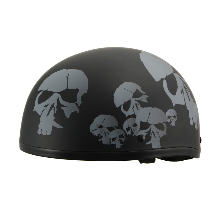 Milwaukee Helmets MPH9876N Novelty Punished Skulls Matte Black Half Helmet