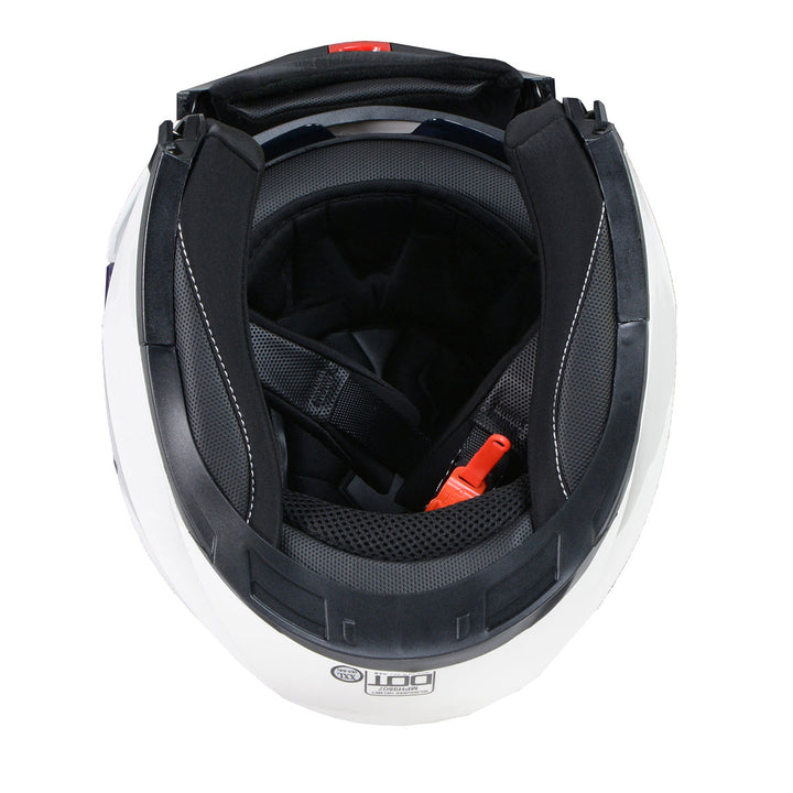 Milwaukee Helmets MPH9807DOT Ionized Gloss White Advanced Motorcycle Modular Helmet Biker w/ Drop Down Visor