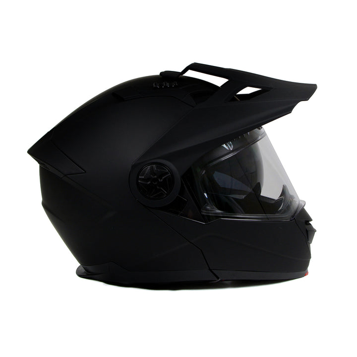 Milwaukee Helmets MPH9820DOT Flat Black Ominous Dual Sport Advanced Motorcycle Modular Helmet Biker