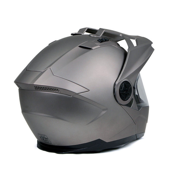 Milwaukee Helmets Silver Ominous Dual Sport Advanced Motorcycle Modular Helmet Biker DOT Approved MPH9822DOT
