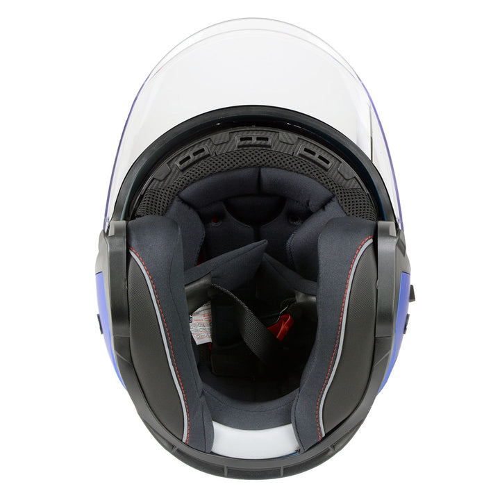 Milwaukee Helmets MPH9825DOT Shift Open Face 3/4 Blue Helmet Biker w/ Drop Down Visor