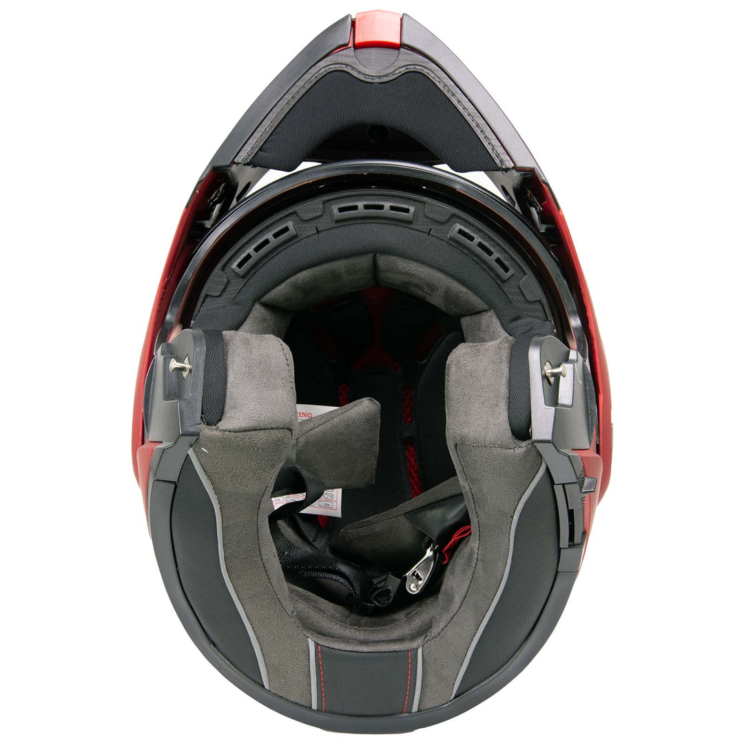 Milwaukee Helmets MPH9827DOT Cypher Flat Red Advanced Motorcycle Modular Helmet w/ Drop Down Visor