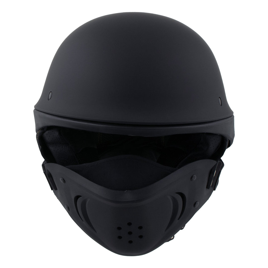 Milwaukee Helmets MPH9830DOT Rascal 3/4 Open Face Flat Black 2 in 1 Motorcycle Helmet Biker