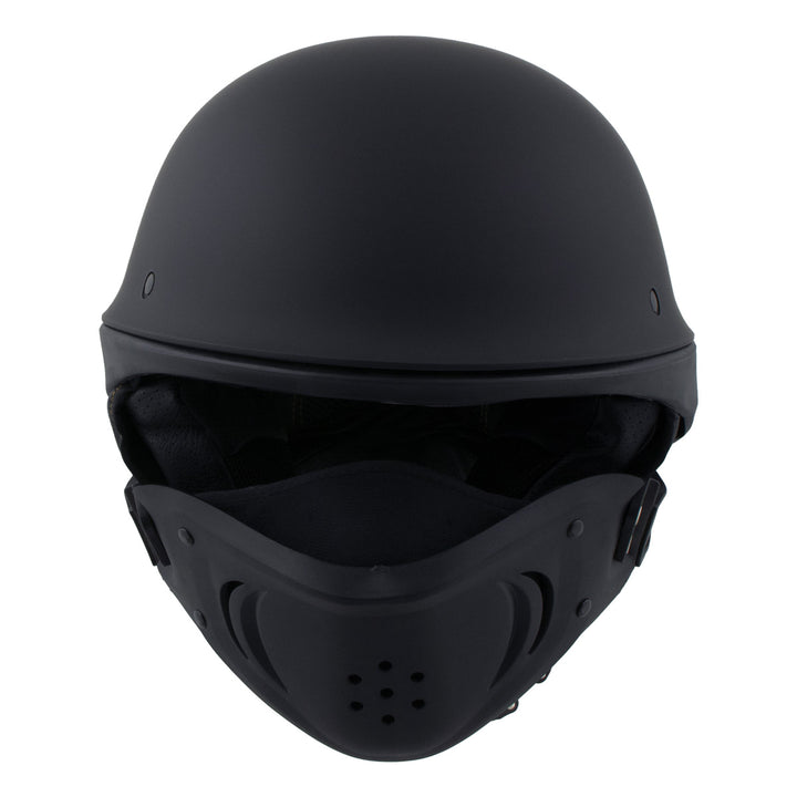 Milwaukee Helmets MPH9830DOT Rascal 3/4 Open Face Flat Black 2 in 1 Motorcycle Helmet Biker