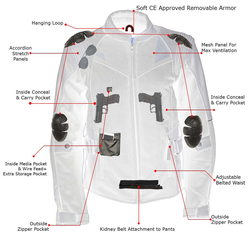 Milwaukee Leather Women's Be Cool Black/Grey Textile Motorcycle Jacket w/ CE Armor - MPL22700