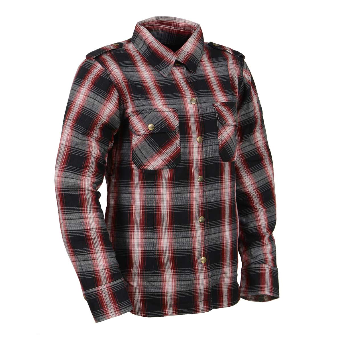 Milwaukee Leather MPL2604 Women’s Ember CE Armored Plaid Flannel Biker Shirt - Reinforced w/ Aramid Fiber