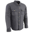 Milwaukee Leather MPM1622 Men's Black CE Armored Denim Long Sleeve Shirt Reinforced w/ Aramid Fibers