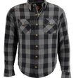 Milwaukee Leather MPM1630 Men's Plaid Flannel Biker Shirt w/ CE Armor - Reinforced w/ Aramid Fibers