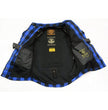 Milwaukee Leather Men's Plaid Flannel Blue Biker Shirt with CE Approved Armor Reinforced w/Aramid Fiber MPM1634