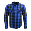 Milwaukee Leather Men's Plaid Flannel Blue Biker Shirt with CE Approved Armor Reinforced w/Aramid Fiber MPM1634
