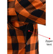 Milwaukee Leather Men’s Titans Orange & Black Plaid Hooded Riding Shirt w/ CE Armor & Aramid Fiber Panels - MPM1642