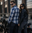 Milwaukee Leather Men's Plaid Flannel Biker Shirt with Aramid Fiber and Armor