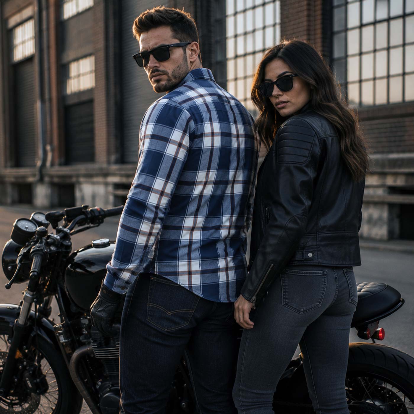 Milwaukee Leather Men's Plaid Flannel Biker Shirt with Aramid Fiber and Armor