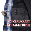 Milwaukee Leather MPM1650 Men's Plaid Flannel Biker Shirt with CE Approved Armor - Reinforced w/ Aramid Fiber