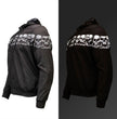 MMCC Men’s Bare Bones Hoodie - Reflective Skull Graphics Front & Back, Full Zip, 100 % Cotton - MPM1681