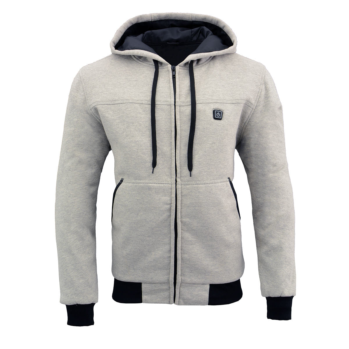 Nexgen Heat Men’s Silver Heated Hoodie Jacket – Winter Motorcycle Riding Gear for Cold Outdoors MPM1714SET