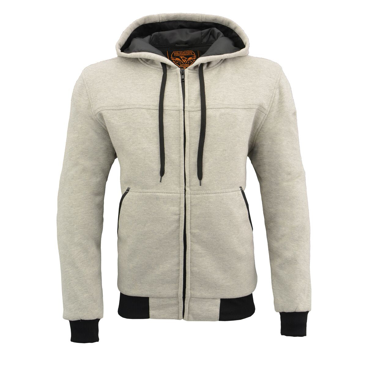 Milwaukee Leather Men's Silver Streetguard Riding Hoodie - Aramid Reinforced with CE Shoulder and Elbow Armor - MPM1788