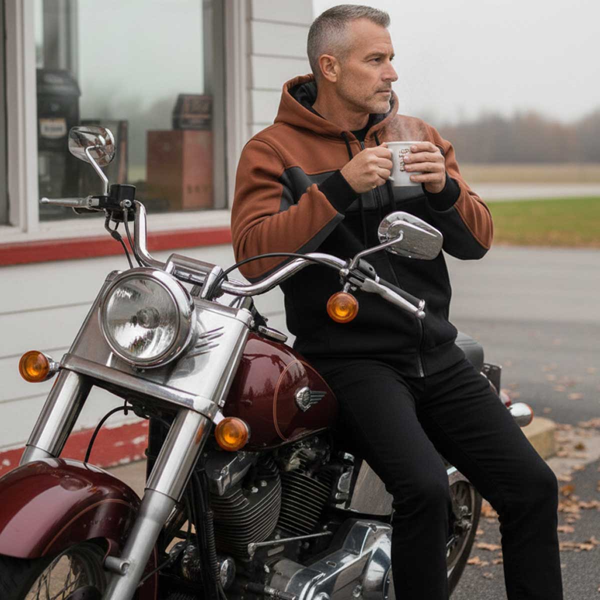 Milwaukee Leather Men's Streetguard Riding Hoodie - Aramid Reinforced with CE Shoulder and Elbow Armor