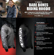 Milwaukee Leather Men's Bare Bones Charcoal Reflective CE Armored Riding Hoodie, Shoulder-Elbow Armor - MPM1798
