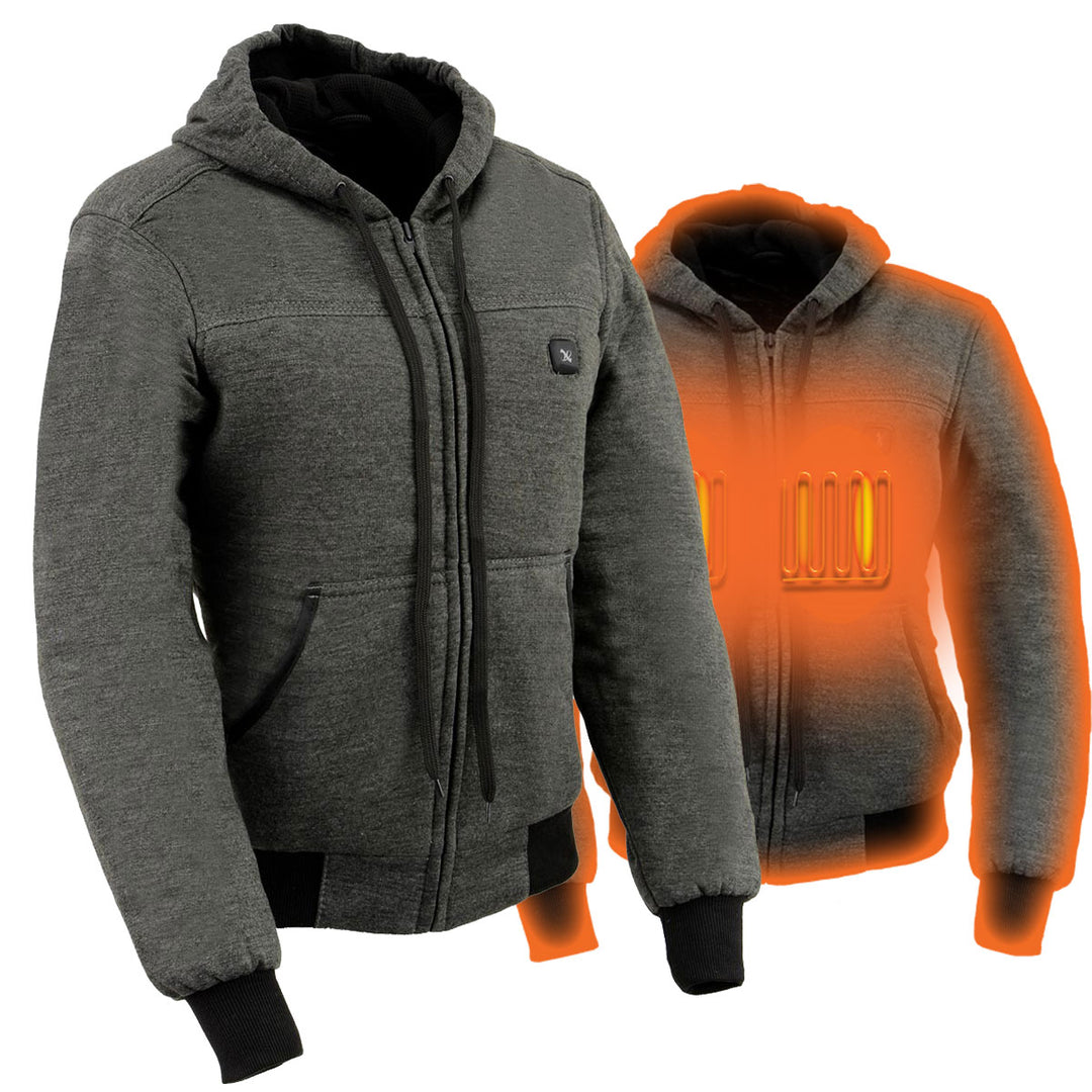 Nexgen Heat Women's Heated Hoodie Jacket - MPL2713SET Grey - 3 Level, Motorcycle Riding, Winter Ready, Outdoors Use