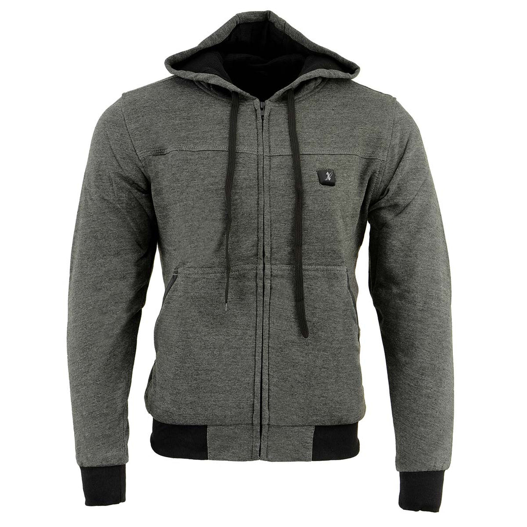 Nexgen Heat Men’s Grey Heated Hoodie Jacket – Winter Motorcycle Riding Gear for Cold Outdoors MPM1713SET