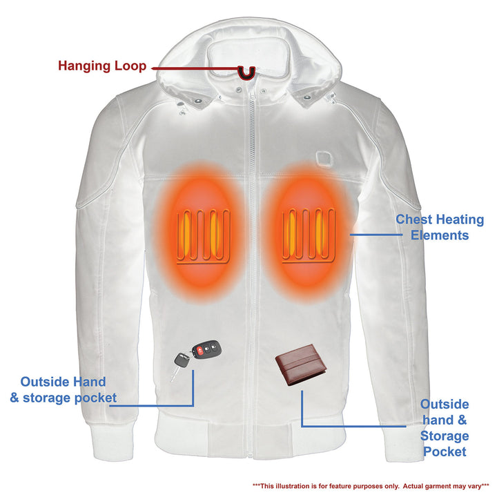 NexGen Heat Men’s Heated – Soft Shell Racing Style  Jacket, 7.4V, 3 Heat Levels, Night Visibility – Cold NXM1761SET