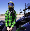 Milwaukee Leather MNG21606 Women's Lime Green and Black Long Sleeve Cotton Casual Flannel Shirt