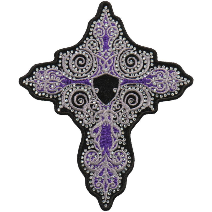 Hot Leathers PPC3275 5 Inch Rhinestone Purple Cross Patch